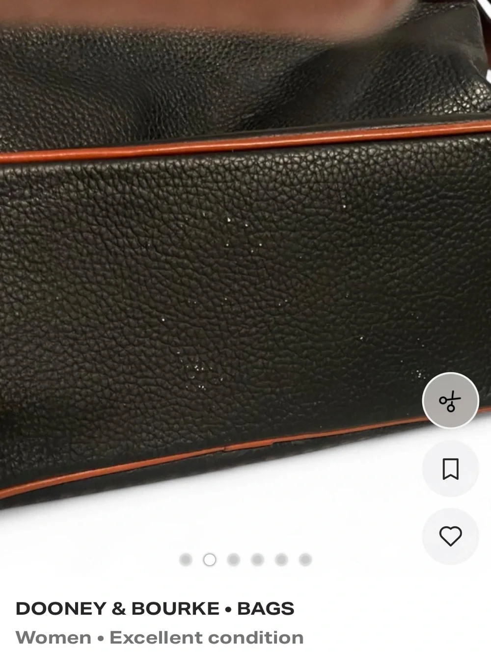 Dooney & Bourke Black Pebbled Leather Hobo with Brown Trim and Red Lining